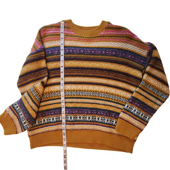 Urban Outfitters UO Mustard Fair Isle Striped Sweater size S - Picture 12 of 12